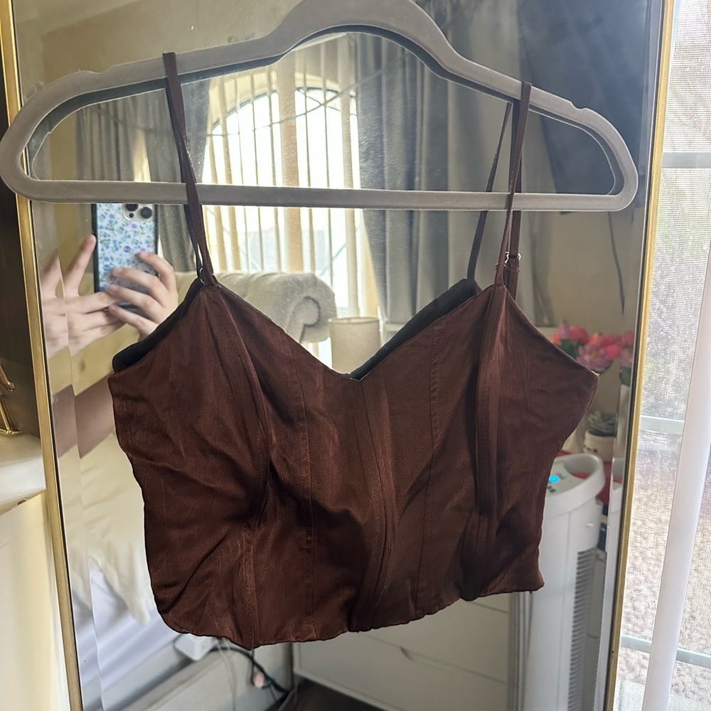 Zara Chocolate Brown Corset Top